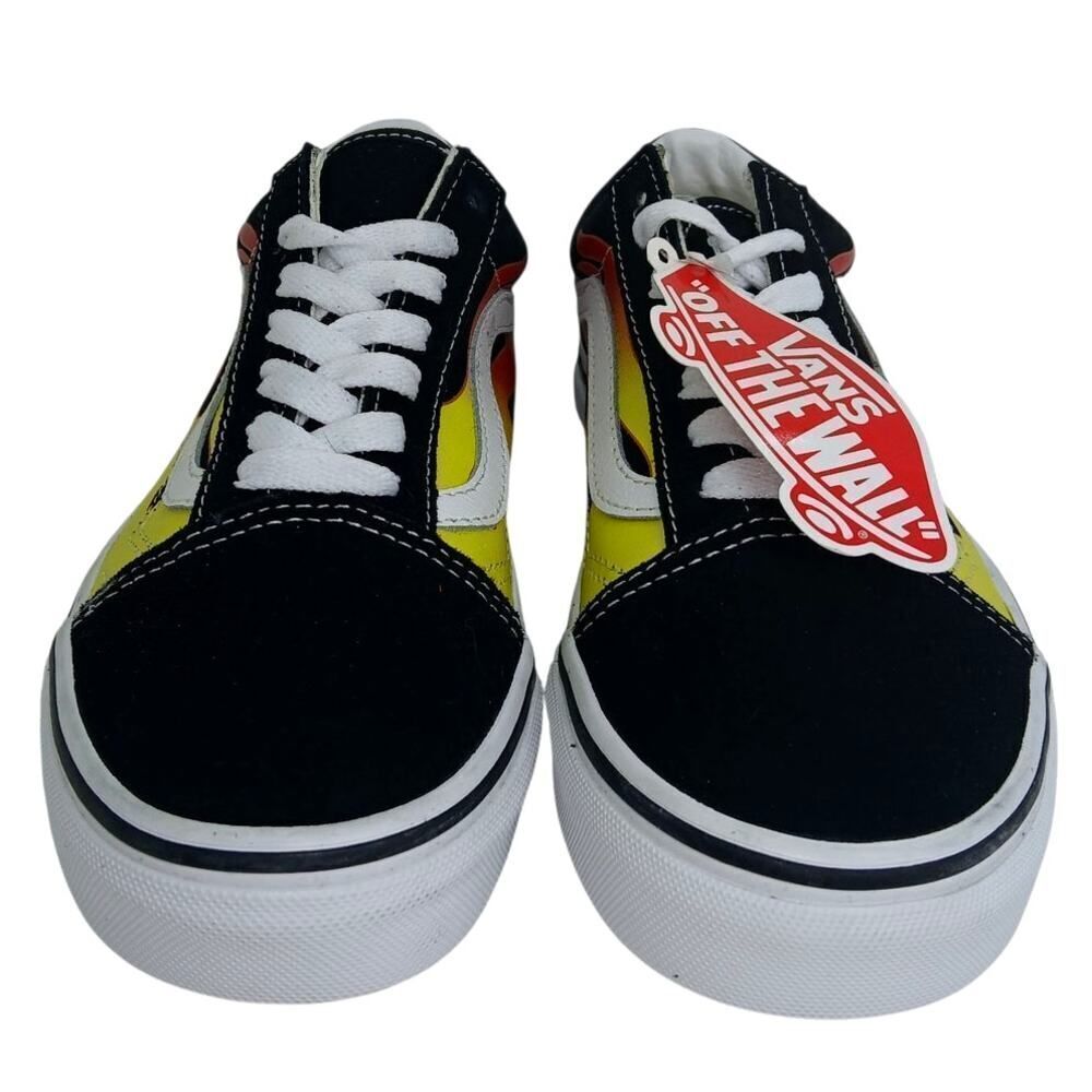Vans Old Skool Boys New w/Tags Black with Flames Suede Sneakers - Size 4.5 - Picture 3 of 5